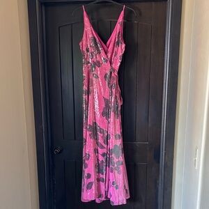 Hutch Pink and Black Sequin Wrap Dress